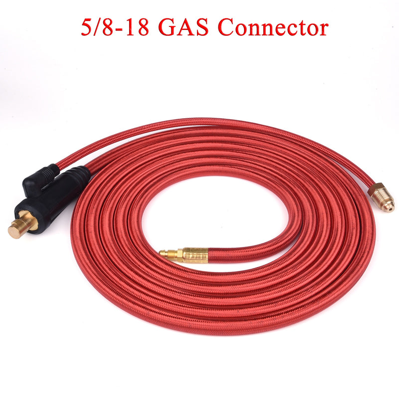 3.8m/7.6m WP9 WP17 TIG Welding Torch Gas-Electric Integrated Red Hose Cable Wires 5/8 Quick Connector 35-50 Euro Connector - KiwisLove