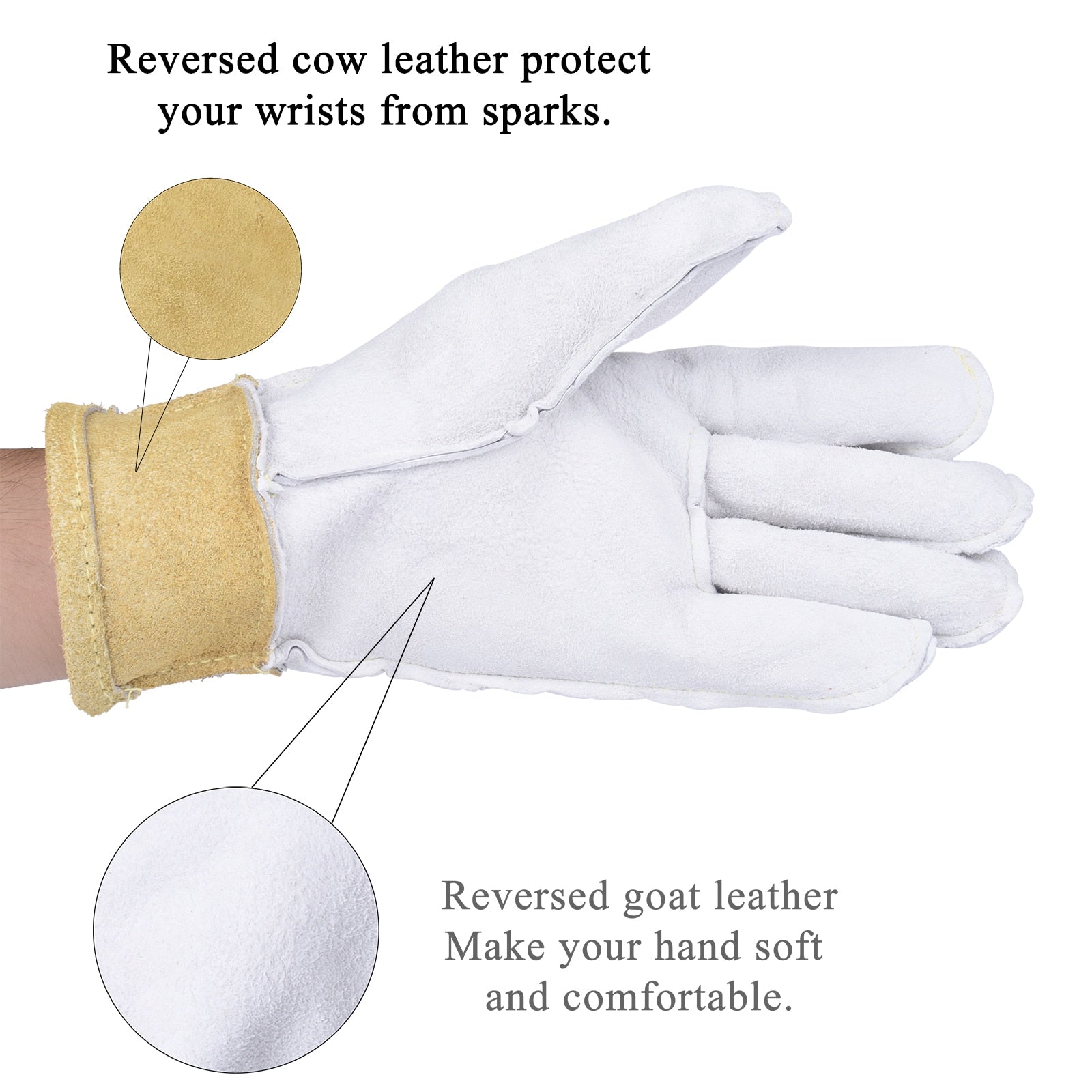 Pair TIG Welding Gloves 25cm(9.84&quot;) Goatskin Palm Cowhide Cuff Soft Sensitive Gloves CE Certificated WELDAS High Quality - KiwisLove