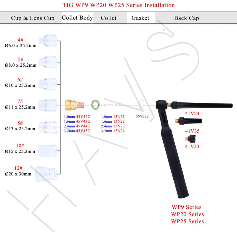 5/10Pcs 1.0/1.6/2.4/3.2mm TIG Gas Lens Collet Body 45V42G 45V43G 45V44G 45V45G For TIG WP9 20 25  High Temperature Glass Cup - KiwisLove