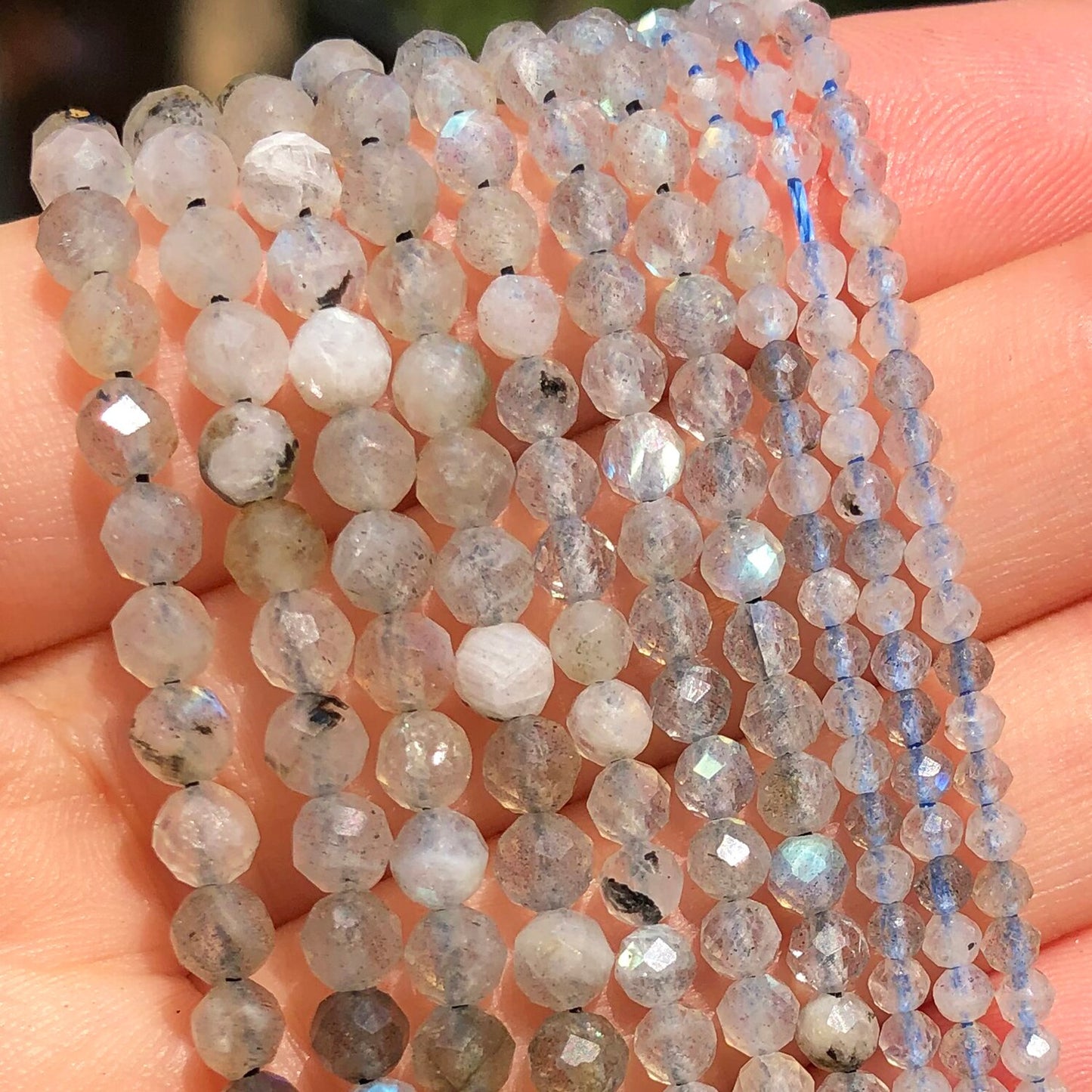 Natural Stone Faceted Labradorite Moonstone Obsidian Small Waist Beads for Beadwork DIY Jewelry Making Bracelet Accessories - KiwisLove