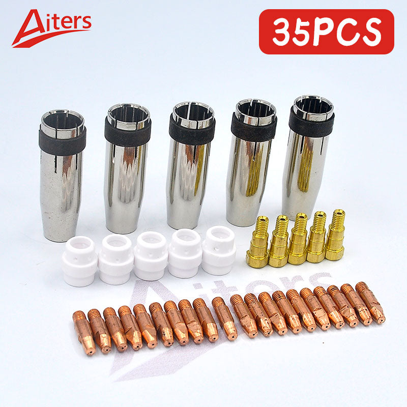 24KD Welding Torch 35PCS Gas Nozzle Gas Diffuser and Contact Tip Holder M6x28mm Contact Tips for MIG Welding Machine