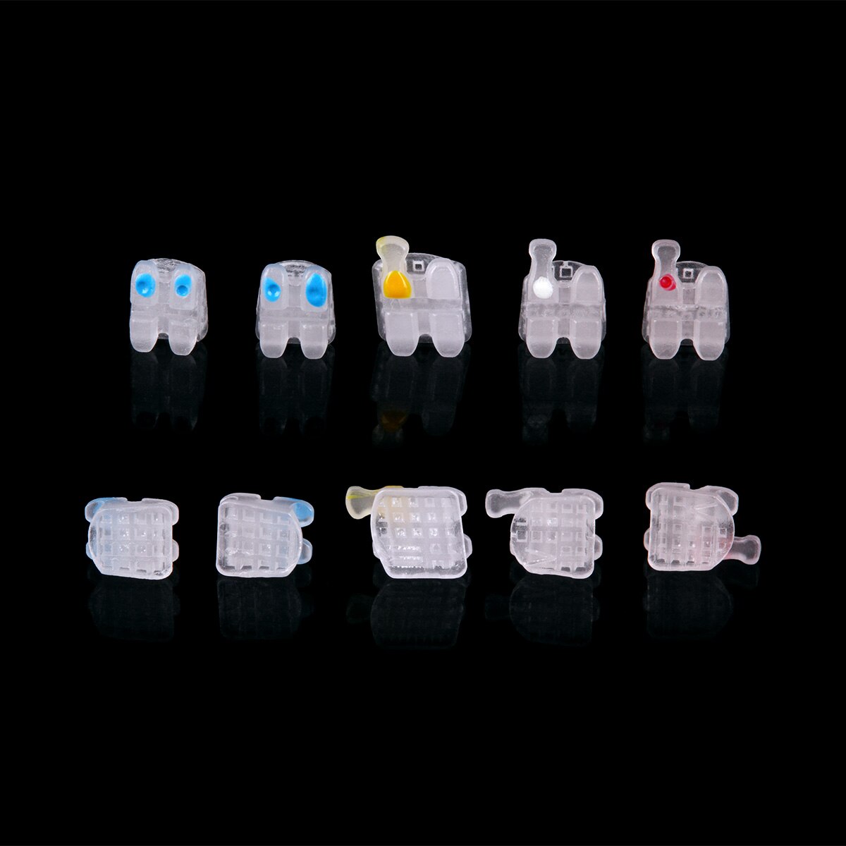 AZDENT Dental Orthodontic Ceramic Brackets Roth/MBT 018/022 345 Hooks Marked Invisible Bracket - KiwisLove