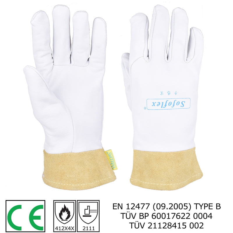 Pair TIG Welding Gloves 25cm(9.84&quot;) Goatskin Palm Cowhide Cuff Soft Sensitive Gloves CE Certificated WELDAS High Quality