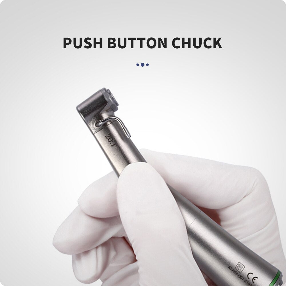 20:1 Dental Fiber Optic LED  Implant Contra Angle Low Speed Handpiece Push Button Chuck 55N.cm Torque - KiwisLove