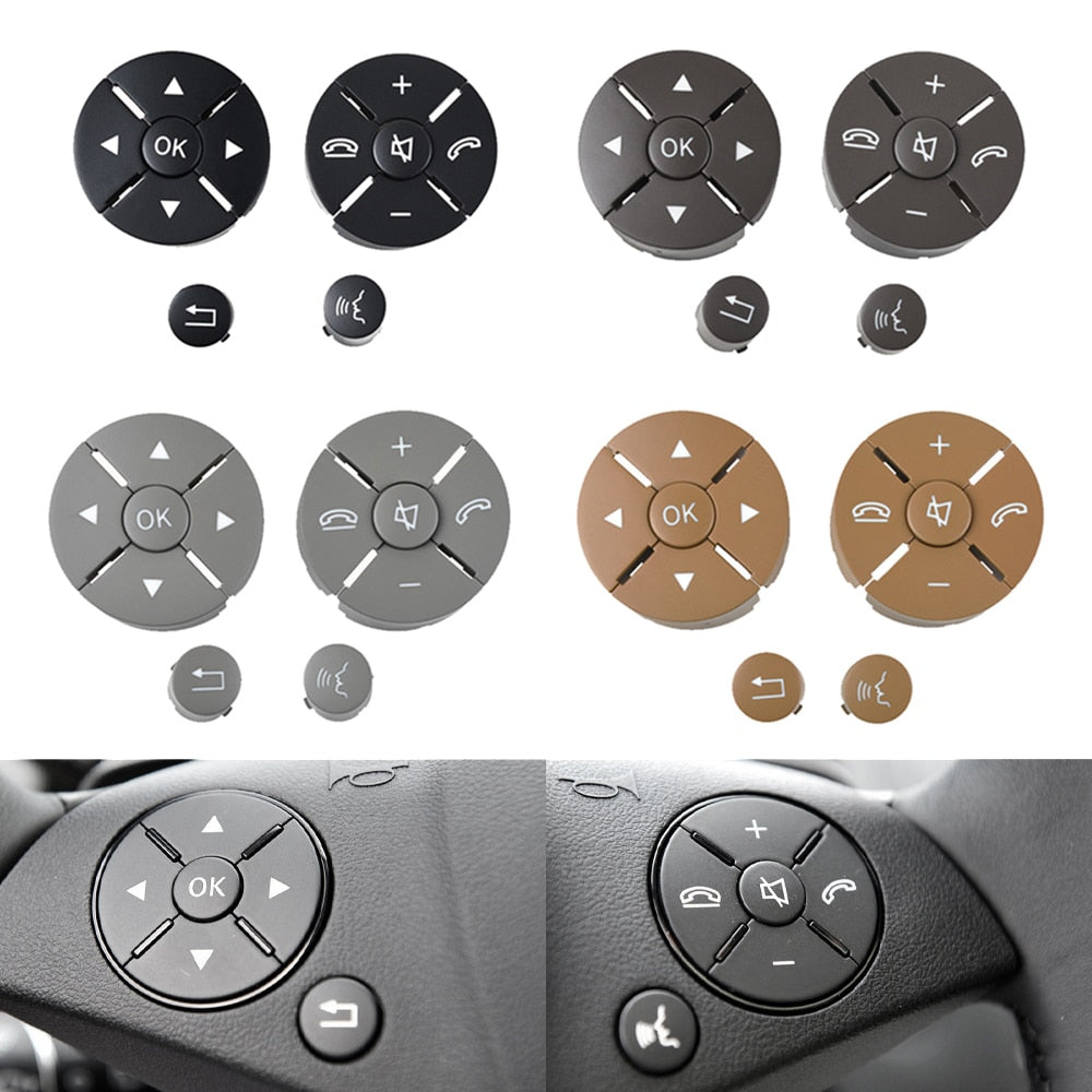 Car Steering Wheel Buttons Control Switch Trim Cover Kit For Mercedes Benz W204 X204 W212 C E GLK Class C180 C260 E200 - KiwisLove