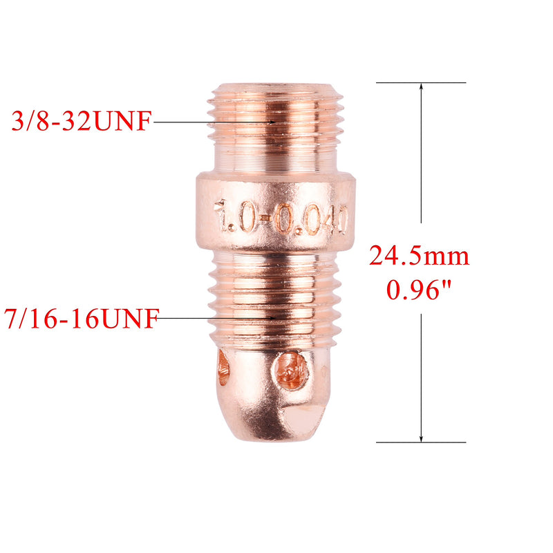 5/10Pcs 1.0/1.6/2.4/3.2mm TIG Collet body Stubby 17CB20 For TIG WP17/18/26 Welding Torch Accessories - KiwisLove