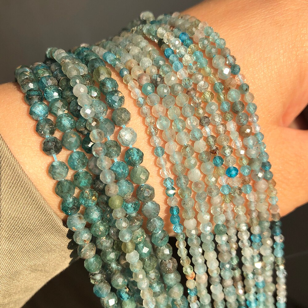 Natural Blue Apatite Stone Beads Faceted Kyanite Gem Loose Spacer Beads for Jewelry Making DIY Bracelet Earrings 15&#39;&#39; 2 3 4mm - KiwisLove