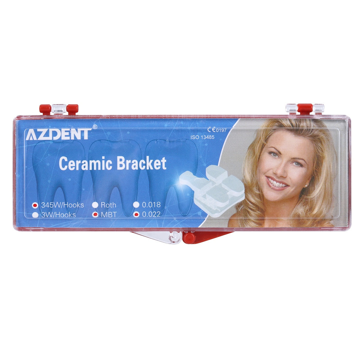 AZDENT Dental Orthodontic Ceramic Brackets Braces Mesh Base MBT/Roth 022/018 345 Hooks - KiwisLove