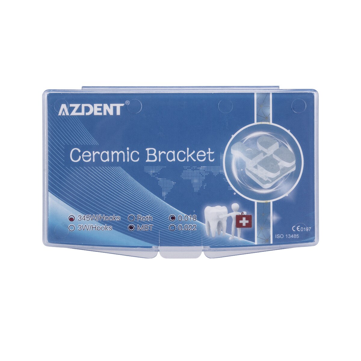 AZDENT Dental Orthodontic Ceramic Brackets Roth/MBT 018/022 345 Hooks Marked Invisible Bracket - KiwisLove