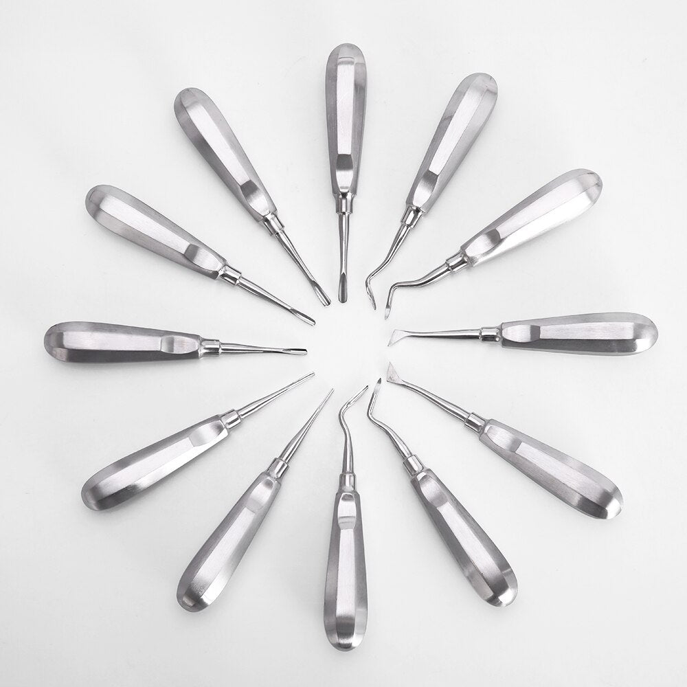 12pcs/Pack Dental Stainless Elevator Minimally Invasive Tools Loosening Elevator Root Extraction Hollow Handle - KiwisLove