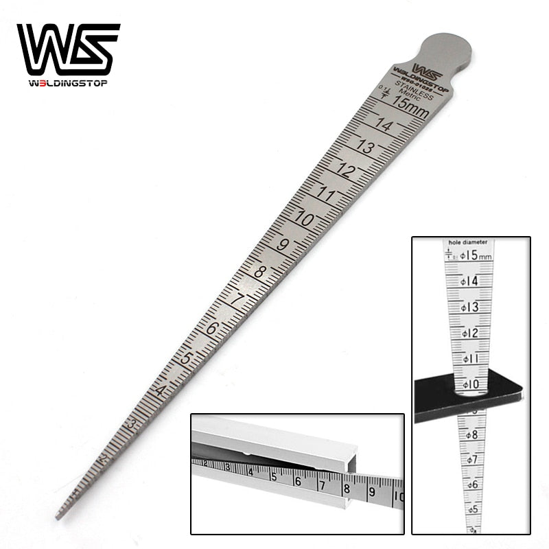 WS Genuine S/S 1-15mm Taper Gauge Feeler Gap Hole slot width gap hole size welding ruler measuring tool - KiwisLove