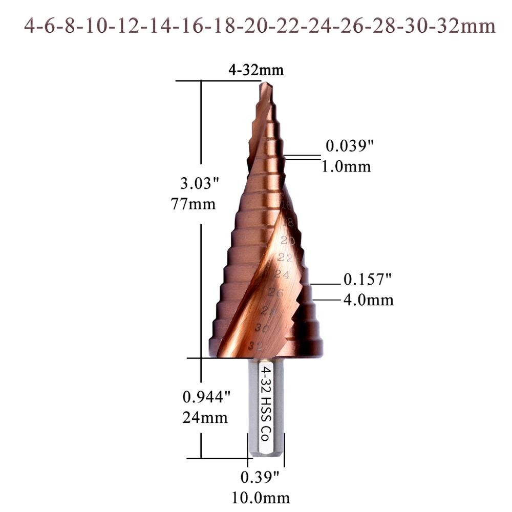 M35 5% Cobalt HSS Step Drill Bit HSS CO High-Speed Steel Cone Triangle Shank Metal Drill Bits Tool Set Hole Cutter For Stainles - KiwisLove