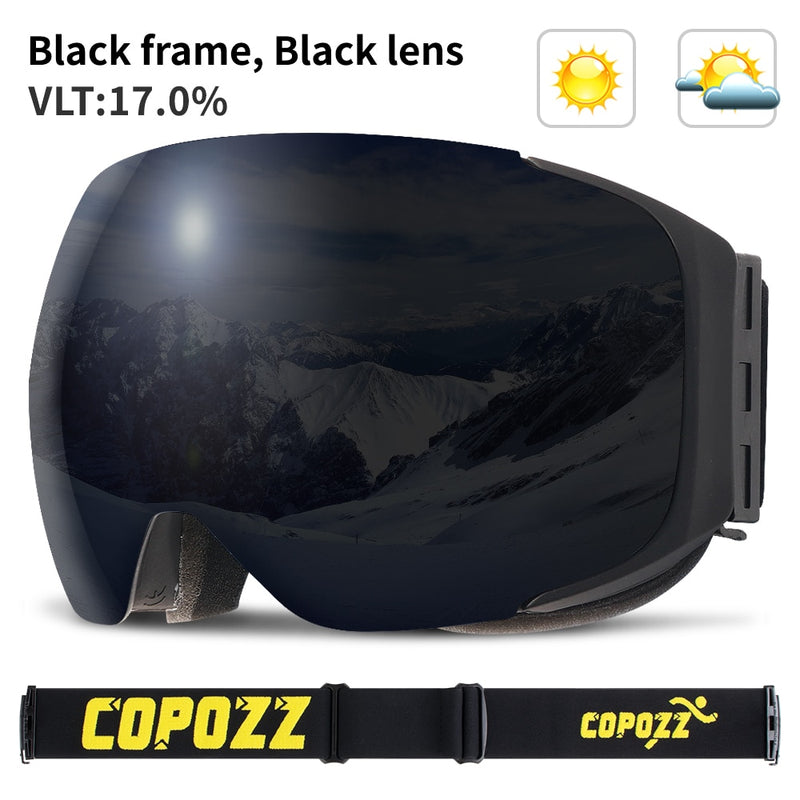 COPOZZ Magnetic Ski Goggles with Quick-Change Lens and Case Set 100% UV400 Protection Anti-fog Snowboard Goggles for Men &amp; Women - KiwisLove