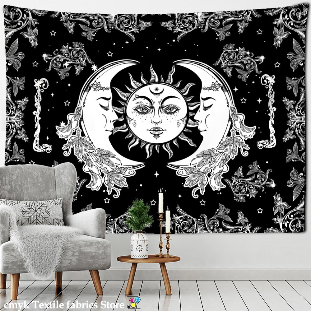 Colorful Sun Moon Tapestry Universe Psychedelic Witchcraft Hippie Tapiz Wall Hanging Room Home Decor - KiwisLove