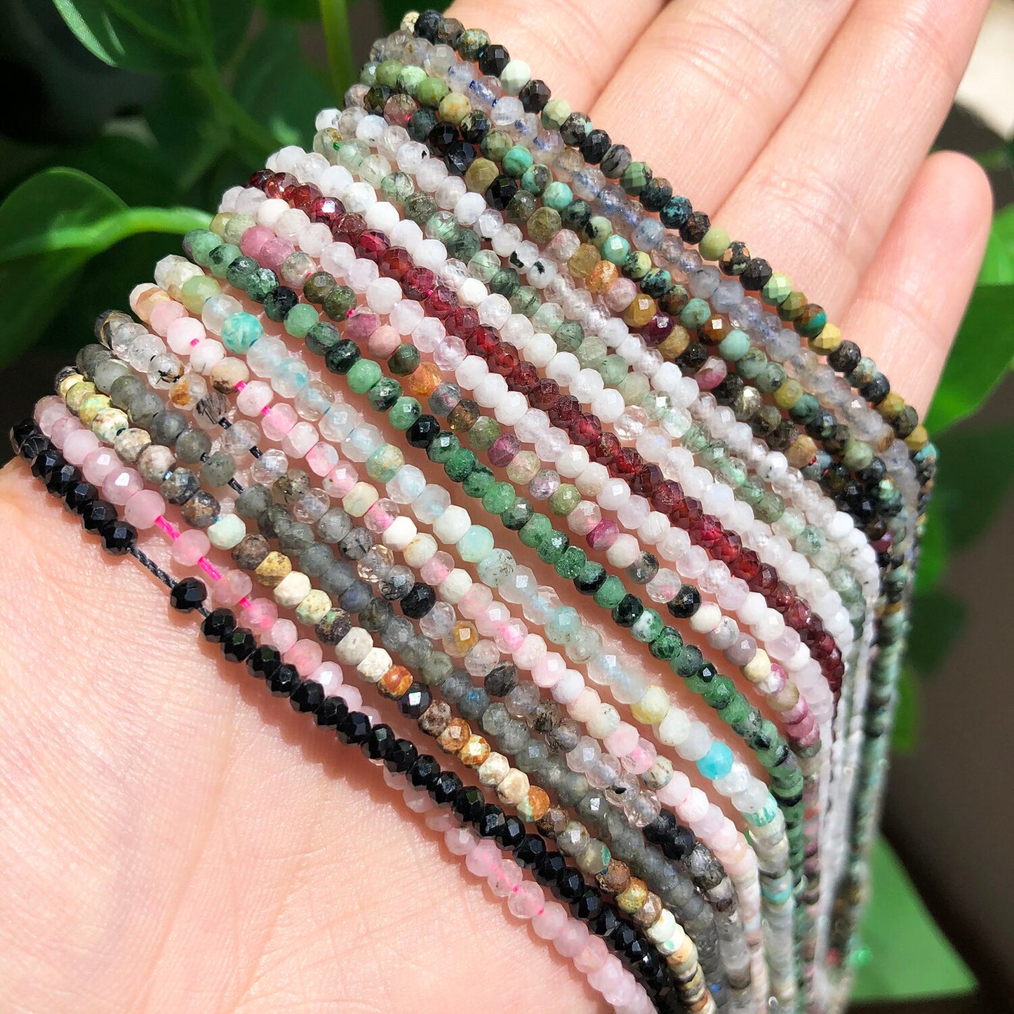 3*2mm Natural Stone Seed Beads Small Moonstone Turquoises Agates Opal Rondelle Beads for Jewelry Women Waist Bracelet Making Diy - KiwisLove