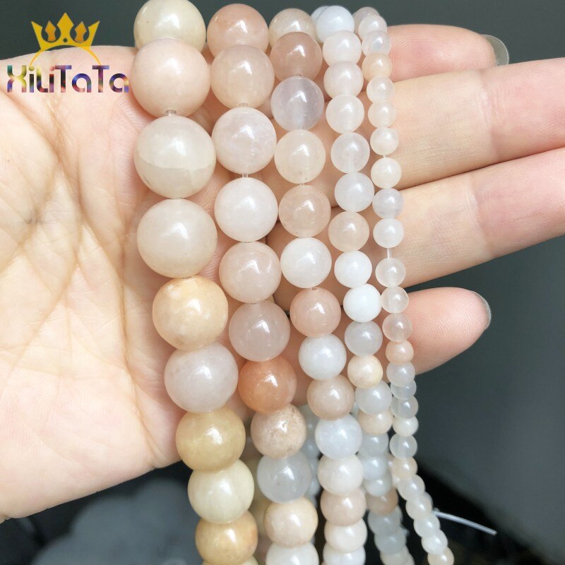 Natural Stone Light Pink Aventurine Jades Round Spacer Beads For Jewelry Making DIY Bracelet Accessories 15&#39;&#39; 4 6 8 10 12mm