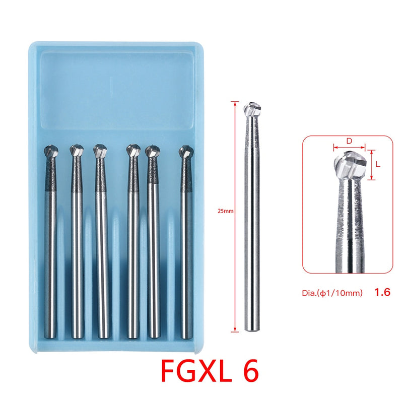 6pcs/Pack 25mm FGXL4 /6 /8 Dental Drills Surgical  Finishing Burs  High Speed Tungsten Carbide Burs - KiwisLove