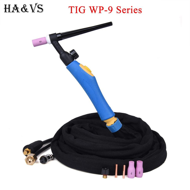 WP9 WP9FV TIG Welding Torch Gas Tungsten Arc Weld TIG Flexible Head Gas Valve Separated Type 3.7M 10-25 Euro Connector 12.1Ft