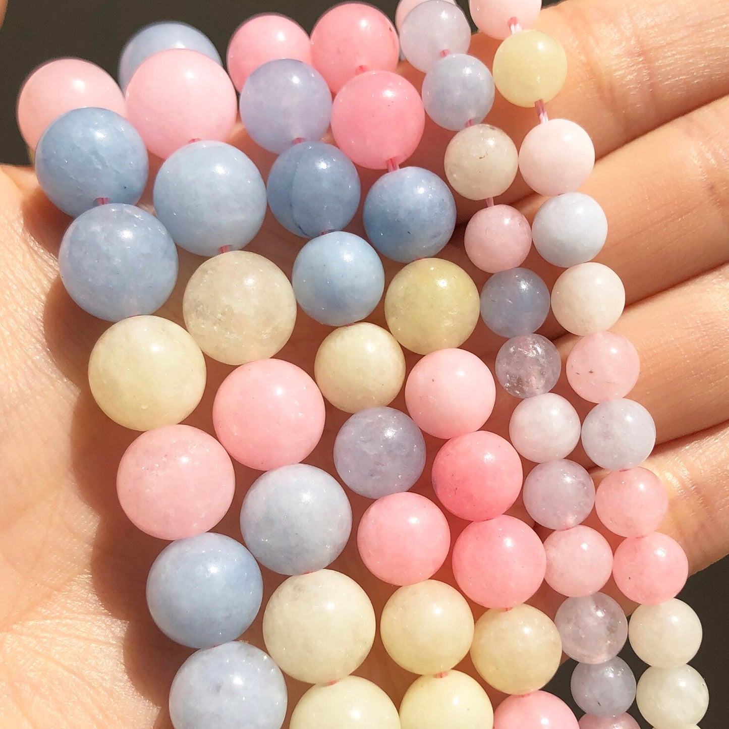 Natural Stone Colorful Morganite Jades Loose Round Spacer Beads 6 8 10mm For Jewelry DIY Making Bracelet Accessories 15inches - KiwisLove
