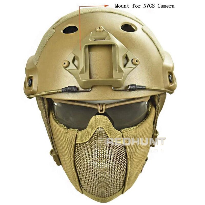 Tactical PJ Fast Helmet Hunting Paintball Half Face Mask Army War Game Motorcycle Helmet with UV Protection Glasses - KiwisLove