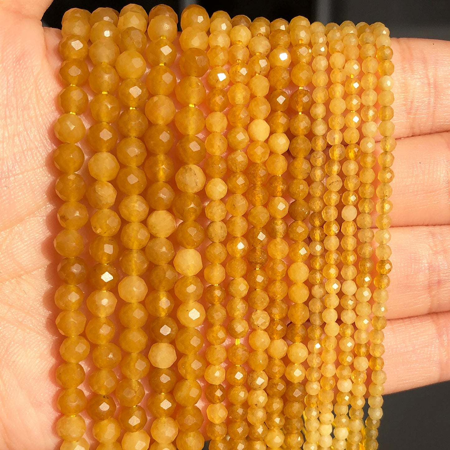 Small Waist Beads 2 3 4mm Natural Yellow Jades Loose Stone Beads for Jewelry DIY Making Bracelet Earrings Accessories 15&#39;&#39; - KiwisLove