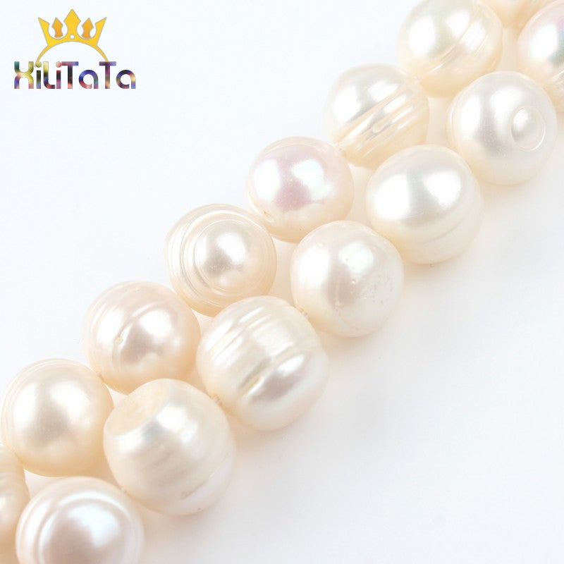 12-13mm AAA Natural Freshwater Pearl Round Beads Genuine White Pearls Beads For Jewelry Making DIY Bracelet Accessories 15&#39;&#39; - KiwisLove