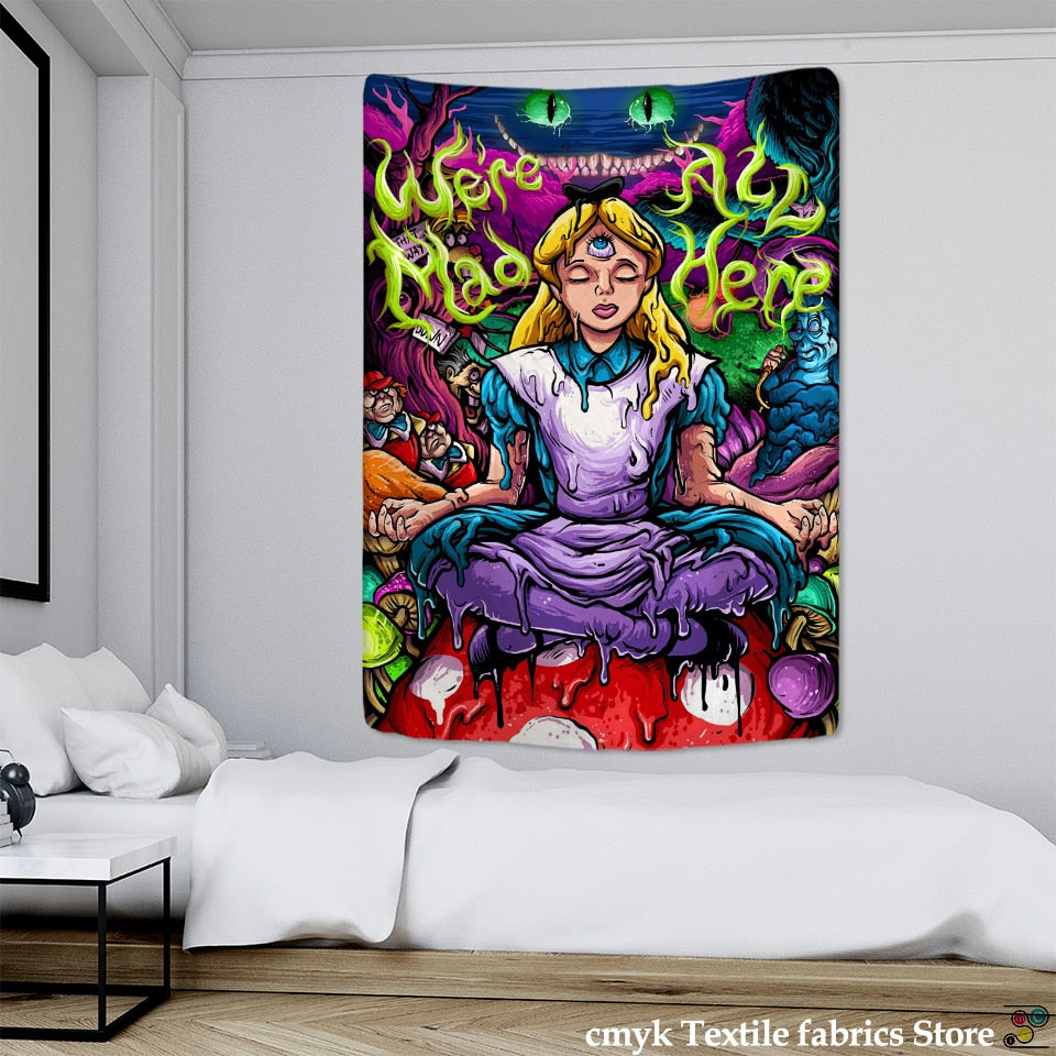 Anime Girl Tapestry Wall Hanging Magic Science Fiction Bohemian Hippie TAPIZ Room Dormitory Art Home Decor - KiwisLove