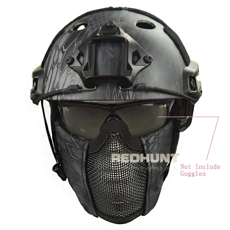 Tactical Helmet Mask Cs Airsoft Paintball Army War Game Motorcycle Hunting Solid Color Fast Helmet - KiwisLove