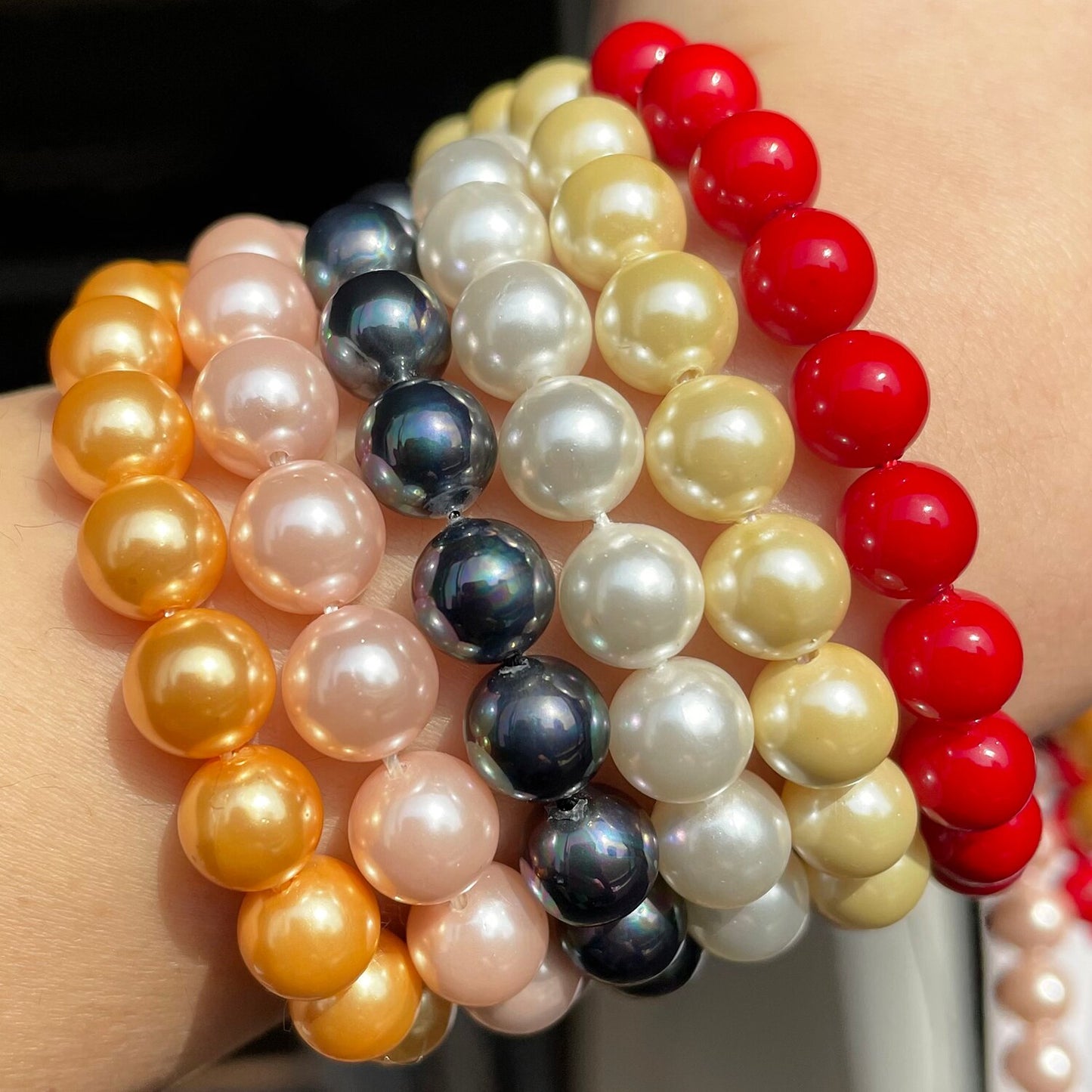 Natural Shell Pearl Beads Pink Yellow White Red Shell Round Beads for Jewelry Craft Making Diy Bracelet Necklace Accessories - KiwisLove