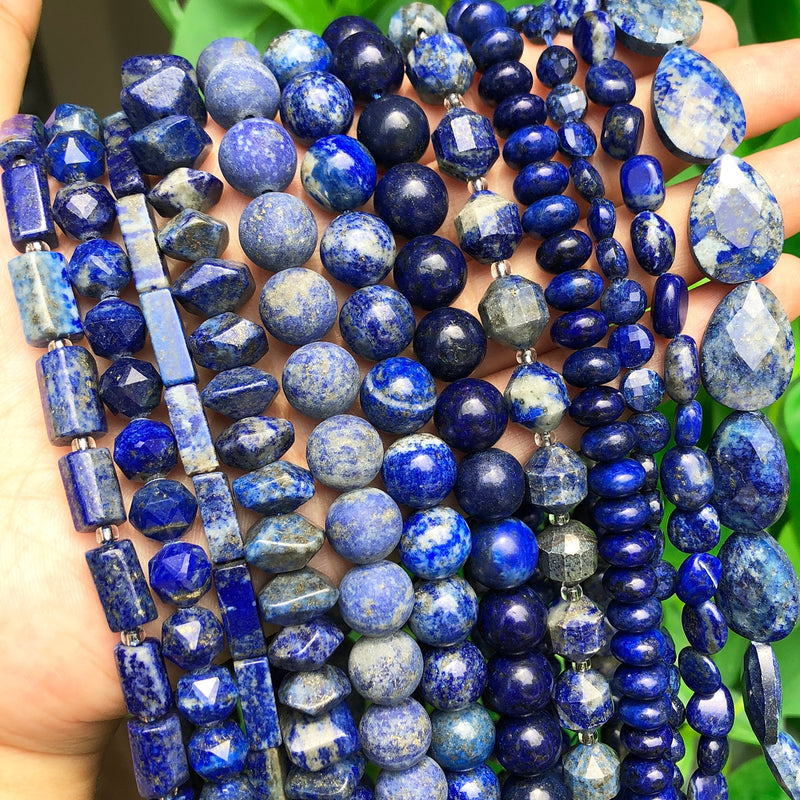 Natural Lapis Lazuli Stone Faceted Column Round Irregular Spacer Beads For Jewelry Making Diy Bracelets Necklace Accessories - KiwisLove