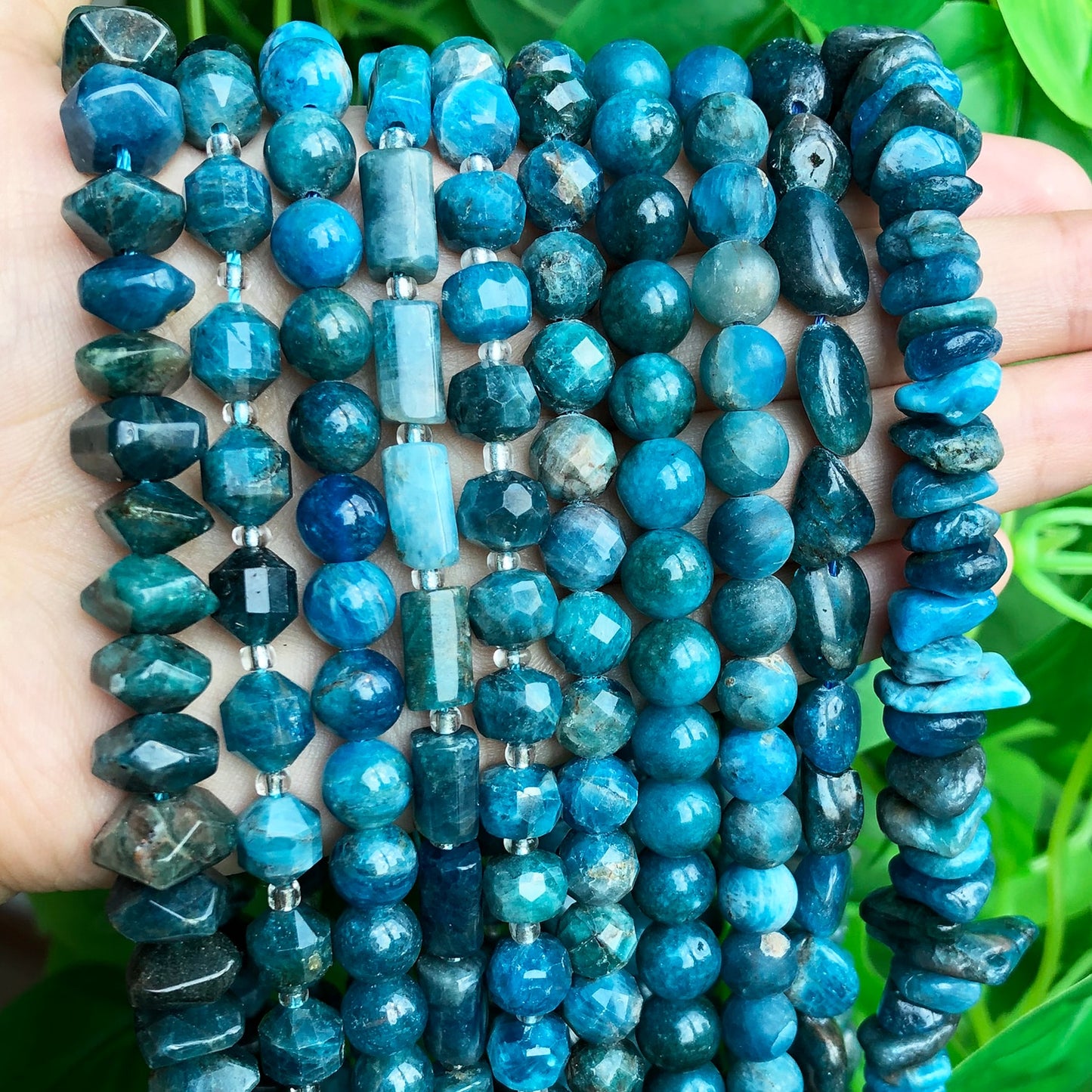 Natural Stone Blue Apatite Gem Beads Round Irregular Faceted Rondelle Loose Beads For Jewelry Making Diy Bracelets Accessories - KiwisLove