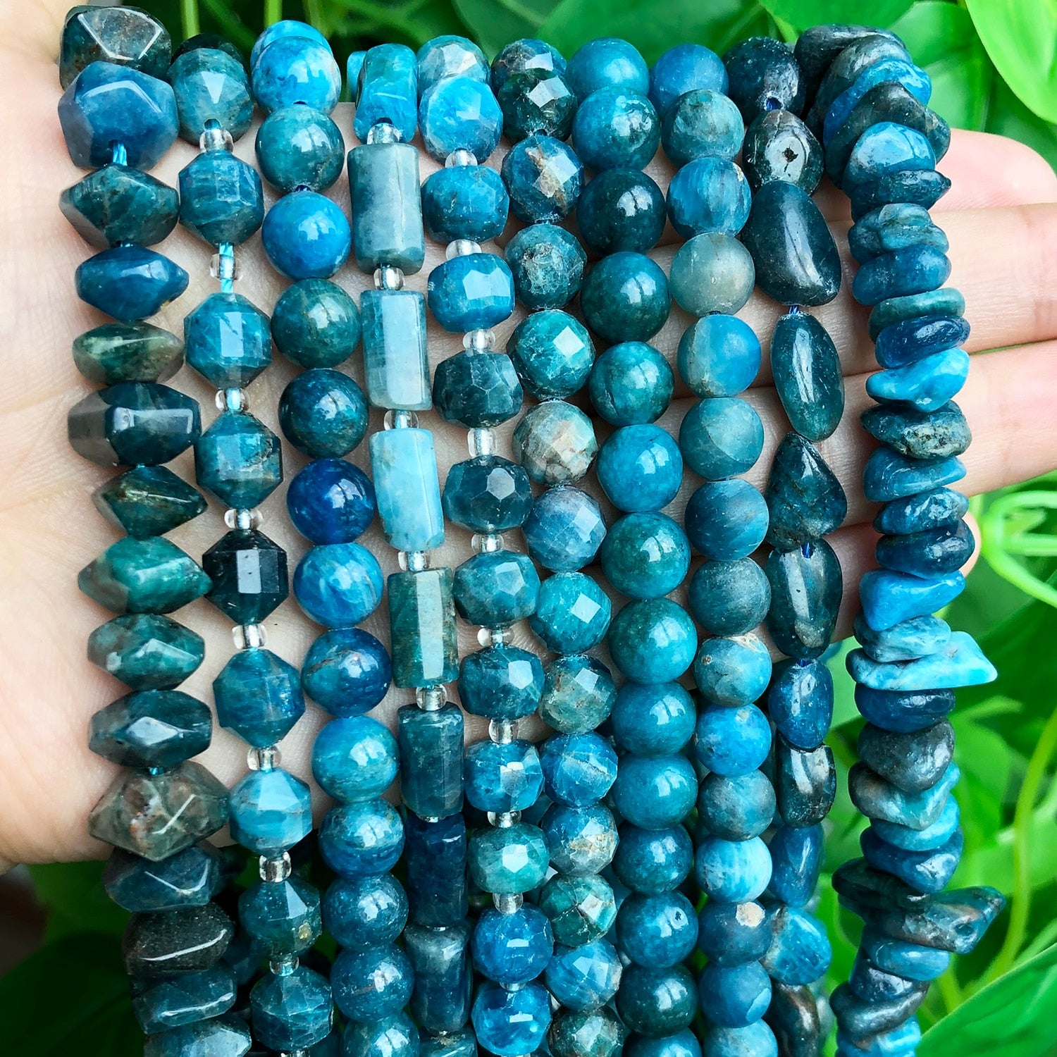 Natural Stone Blue Apatite Gem Beads Round Irregular Faceted Rondelle Loose Beads For Jewelry Making Diy Bracelets Accessories - KiwisLove