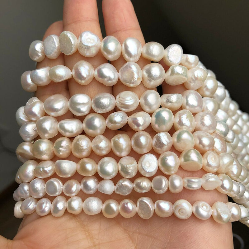 Irregular Round White Cultured Pearls Beads Freshwater Pearls Beads For DIY Women Handmade Bracelet Accessories 15&#39;&#39;inches
