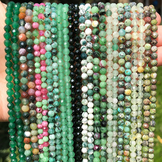 2mm 3mm 4mm Natural Stone Faceted Green Turquoises Amazonite Cat Eye Beads for Beadwork DIY Jewelry Making Bracelet Accessories - KiwisLove