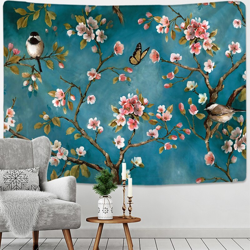 Botanical Wildflower Tapestry Wall Hanging Flower Reference Chart Hippie Bohemian Tapestries Colorful Psychedelic Home Decor - KiwisLove