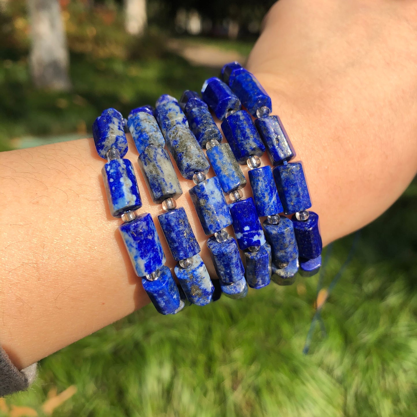 Natural Faceted Lapis Lazuli Gem Stone Beads Cylinder Shape Loose Spacer Beads for Jewelry DIY Making Charm Bracelet Accessories - KiwisLove