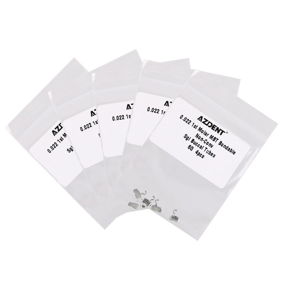 5 Kits AZDENT Dental Orthodontic 1st Mola Single Bondable Non-Convertible Roth/MBT 0.022 Buccal Tube with Sliding Crimpable Hook - KiwisLove
