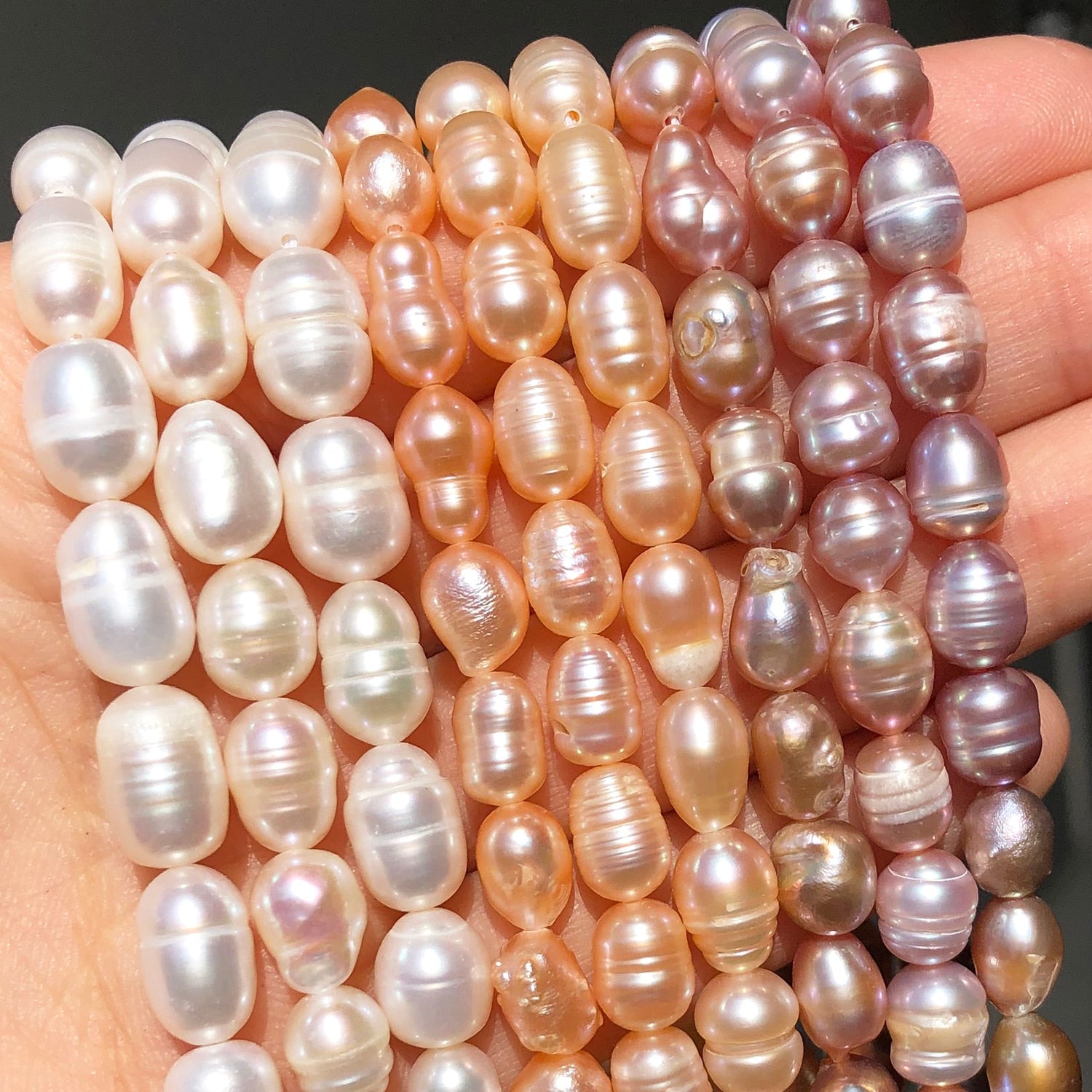 Natural Freshwater Pearls Rice Shape White Pearls Beads for Jewelry Making Handmade DIY Charm Bracelet Necklace Accessories 15" - KiwisLove