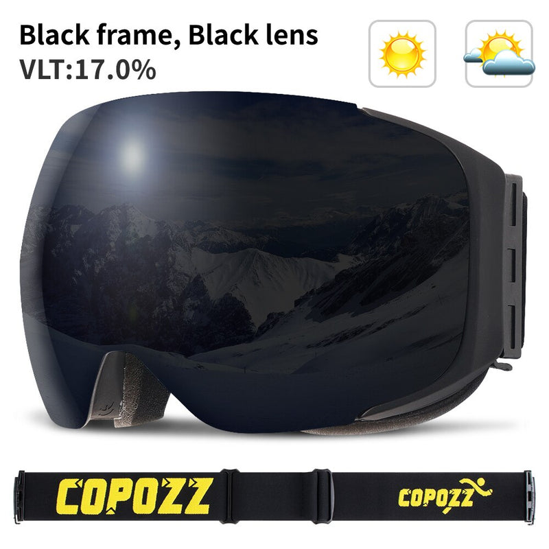 COPOZZ brand ski goggles replaceable magnetic lenses UV400 anti-fog snow ski mask skiing men women snowboard goggles GOG-2181 - KiwisLove