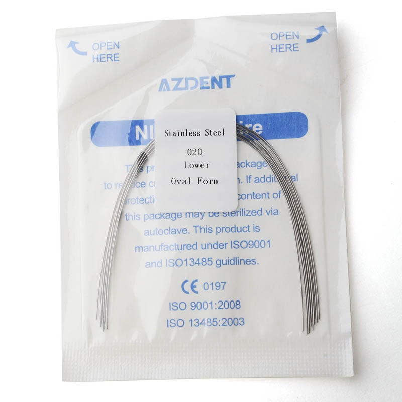 5Packs (10pcs/Pack)=50Pcs  AZDENT Dental Stainless Steel Round Arch Wire Oval Form Dental Orthodontic Archwire Lower/Upper - KiwisLove