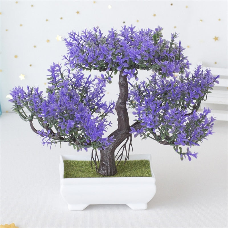 Artificial Plastic Plants Bonsai Small Tree Pot Fake Plant Potted Flower Home Room Table Decoration Garden Arrangement Ornaments - KiwisLove