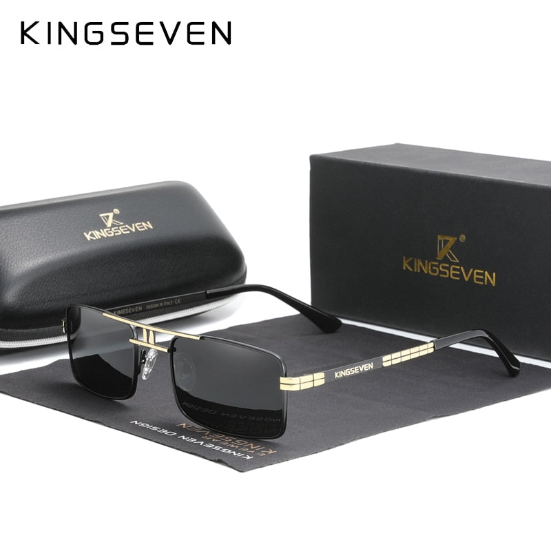 New Arrived KINGSEVEN Polarized Sunglasses Stainless Steel Vintage Frame Brand Rectangle Design Driving Fishing Sun glasses N760 - KiwisLove