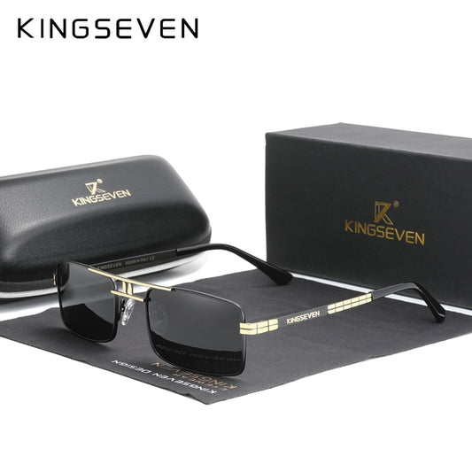 New Arrived KINGSEVEN Polarized Sunglasses Stainless Steel Vintage Frame Brand Rectangle Design Driving Fishing Sun glasses N760 - KiwisLove