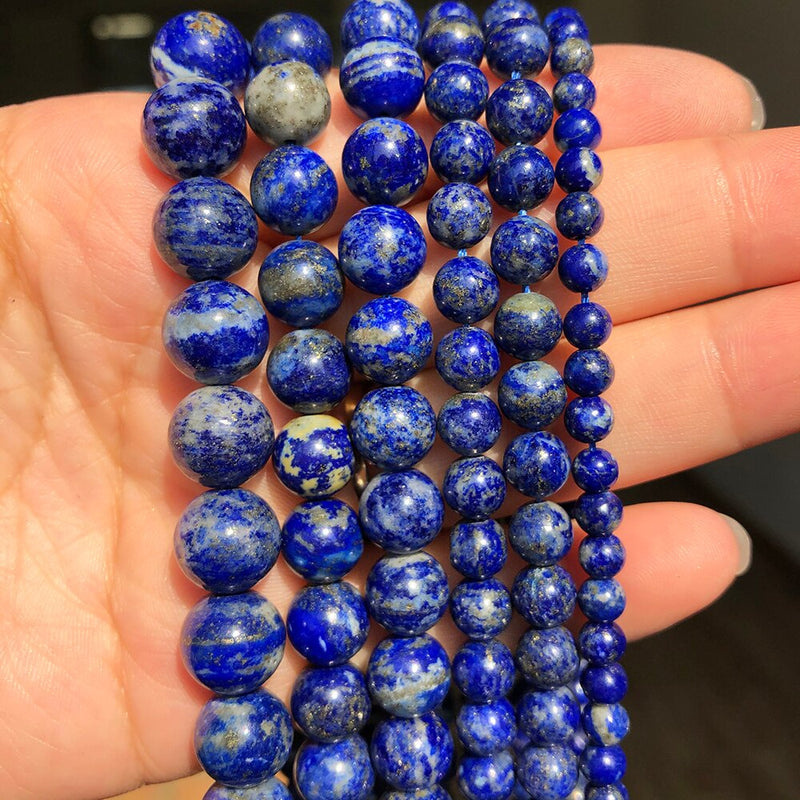AA Natural Lapis Lazuli Stone Beads for Jewelry Making 4 6 8 10mm Round Loose Beads DIY Bracelet Charms Accessories 15&#39;&#39;Inches