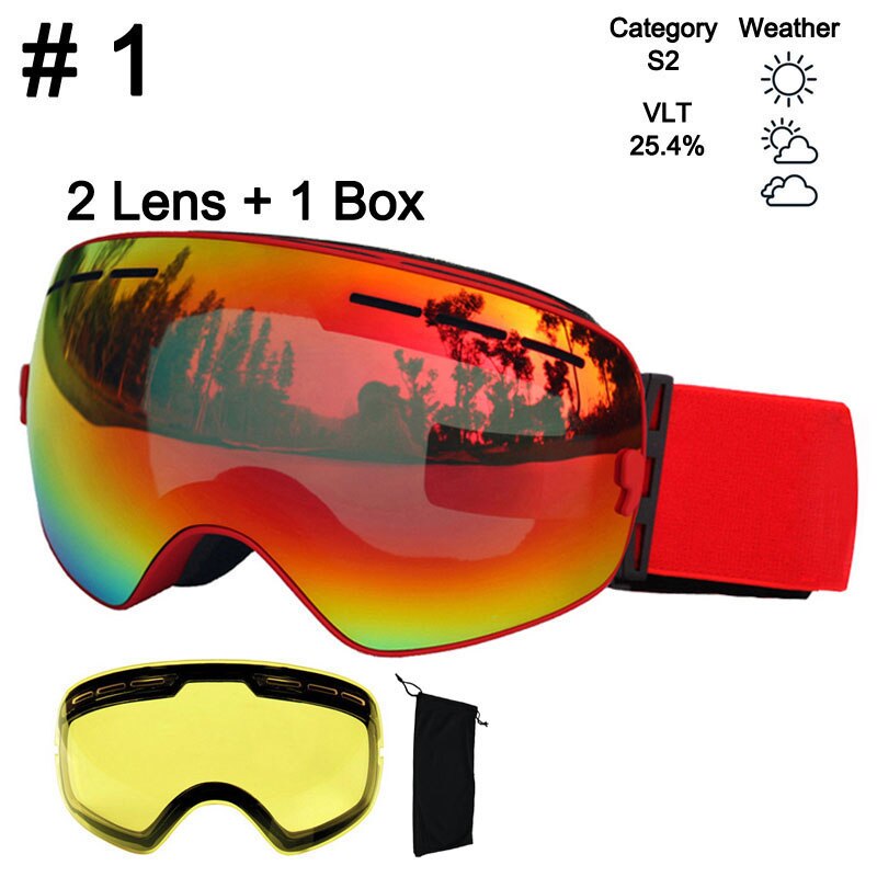 LOCLE Anti-fog Ski Goggles UV400 Ski Glasses Double Layers Skiing Snowboard - KiwisLove