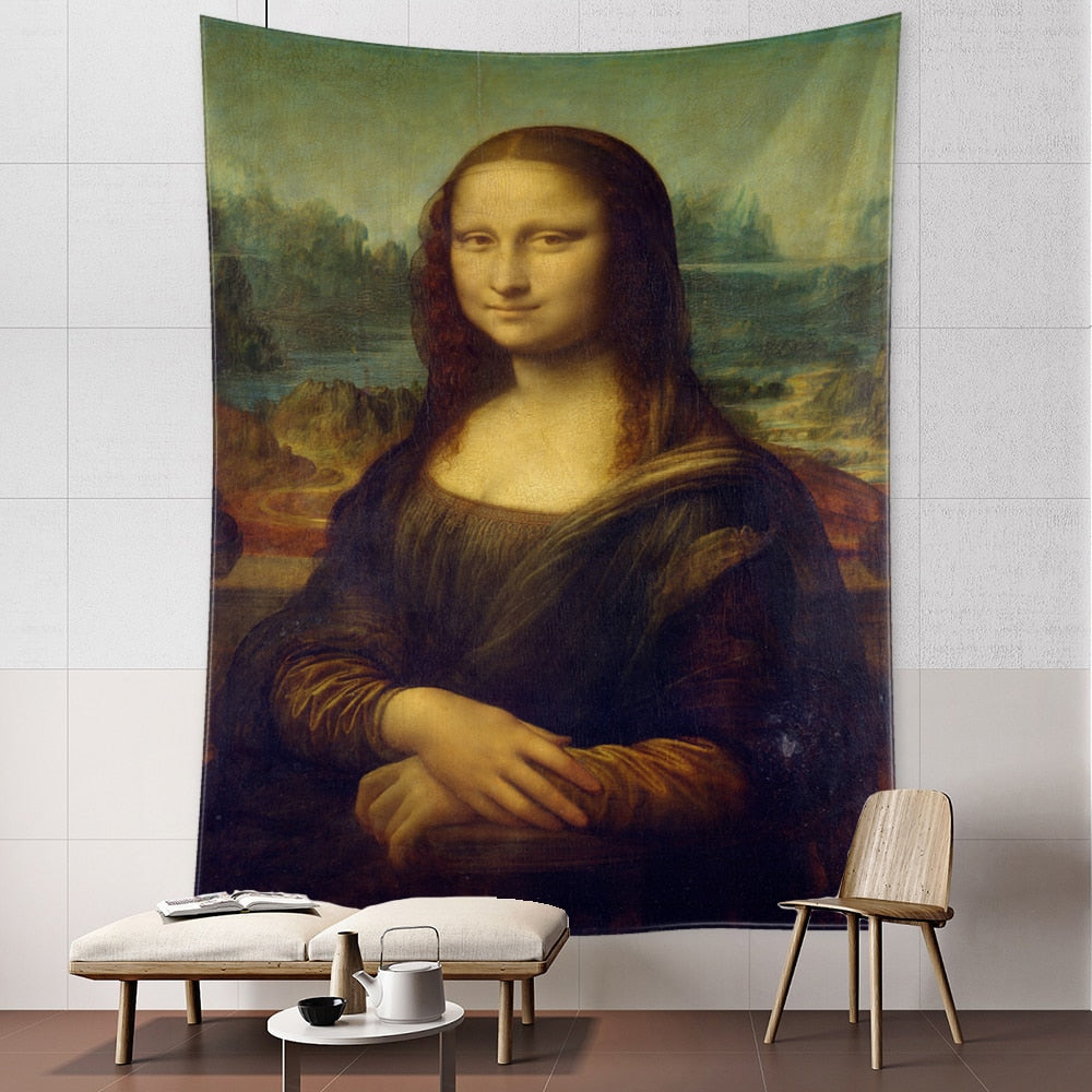 Mona Lisa Graffiti Tapestry Wall Hanging Boho Style Psychedelic Witchcraft Hippie Tapiz Bedroom Art Home Decor - KiwisLove