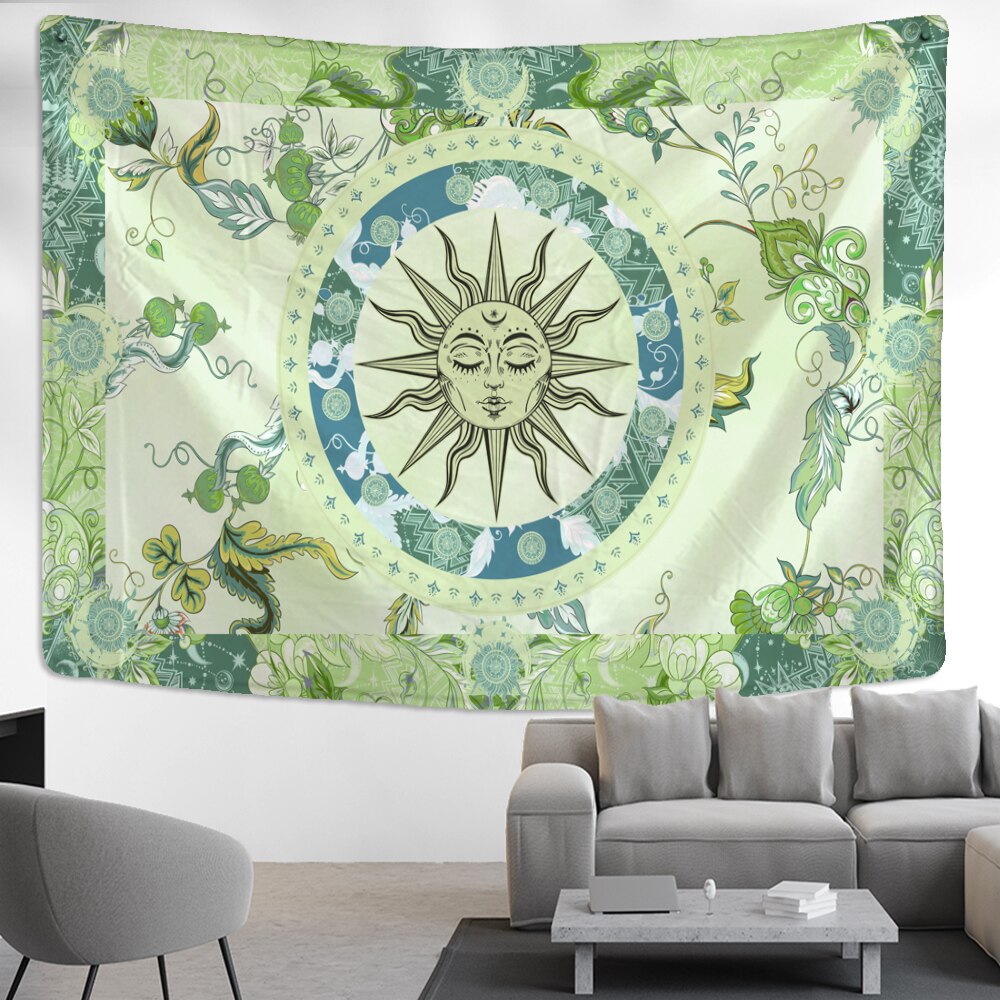 Burning Sun Tapestry Wall Hanging Flower Vine Retro Mysterious Hippie Bohemian Witchcraft Home Decor - KiwisLove