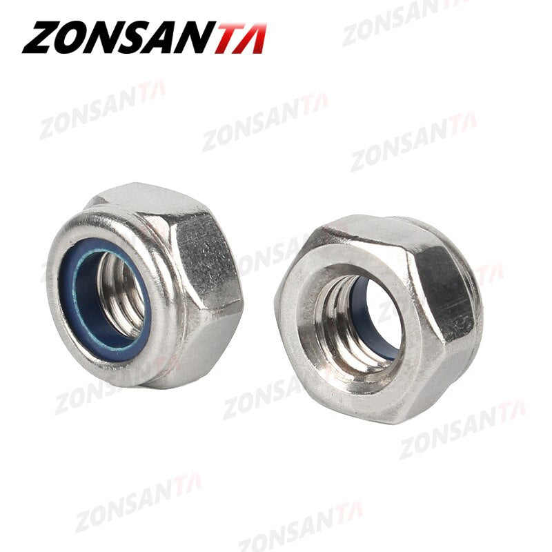 ZONSANTA Nylon Locknut 304 Stainless Steel Hex Hexagon Lock Nut DIN985 M2 M2.5 M3 M4 M5 M6 M8 M10 M12 M14 M16 M20 Non slip nuts - KiwisLove