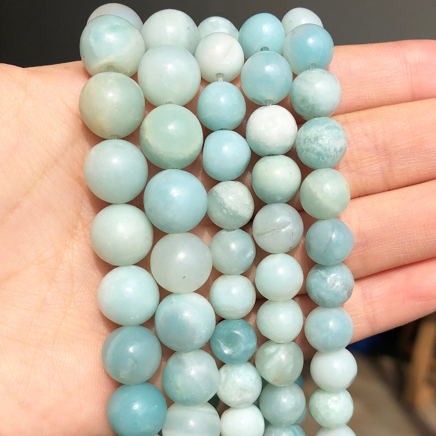 Wholesale Natural Stone A+ Amazonite Loose Round Beads For Jewelry Making DIY Bracelet Accessories 15&#39;&#39; 4mm 6mm 8mm 10mm 12mm - KiwisLove