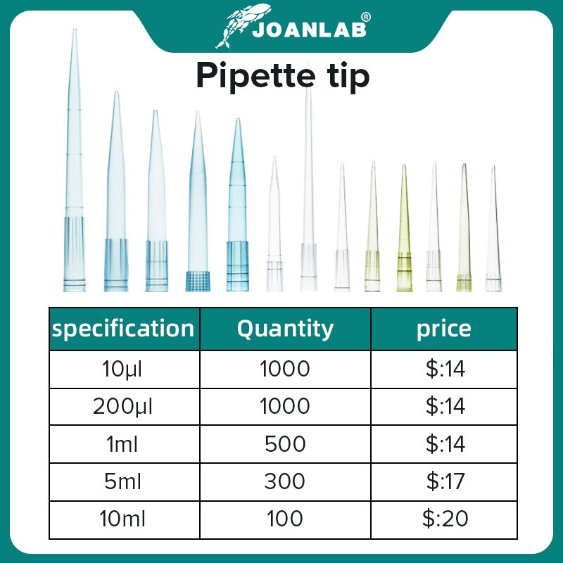 JOANLAB Official Store Laboratory Pipette Tips 10ul 200ul 1ml 5ml 10ml Micropipette Disposable Plastic Pipette Tip Lab Equipment - KiwisLove